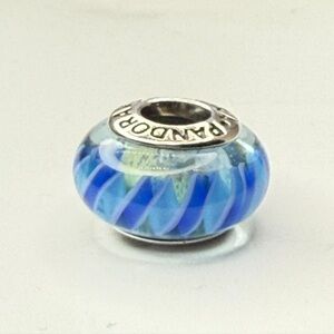 Pandora Blue Ribbon Murano Glass Charm 790607 ALE 925 Retired